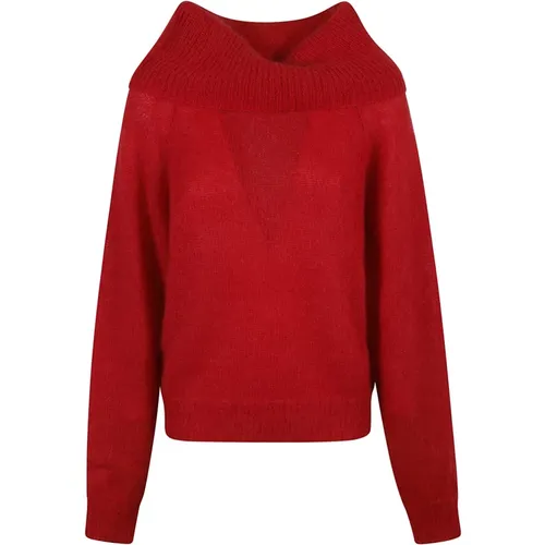 Roter Rollkragen-Strickpullover Damen , Damen, Größe: XS - P.A.R.O.S.H. - Modalova