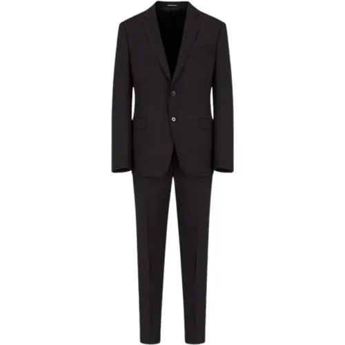 Single Breasted Suits, male, , Size: 5XL Classic Wool Suit Set - Emporio Armani - Modalova