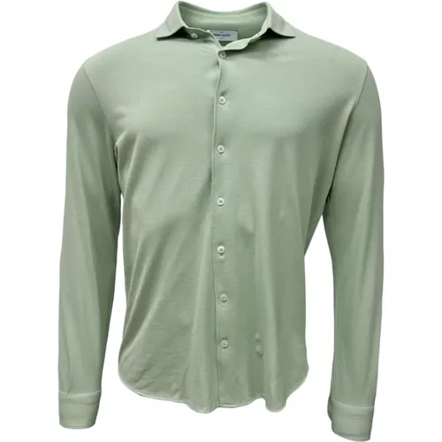Piqué Hemd in Salbeigrün,weiches Pique Shirt, navy, Piqué Hemd Leichter Italienischer Stil - Gran Sasso - Modalova