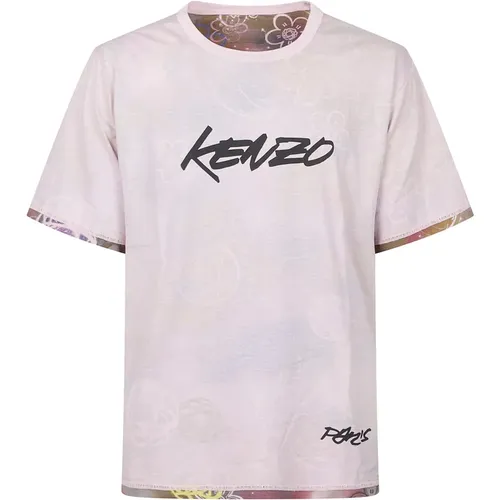 T-Shirts, male, , Size: L Floral Logo Print T-shirt - Kenzo - Modalova