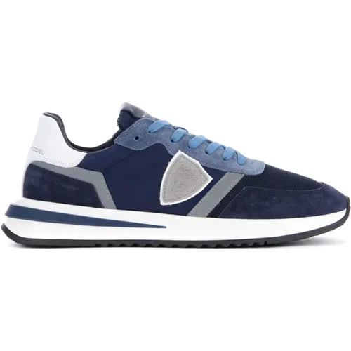 Sneakers, male, , Size: 8 US Blue and Grey Tropez 2.1 Sneakers - Philippe Model - Modalova