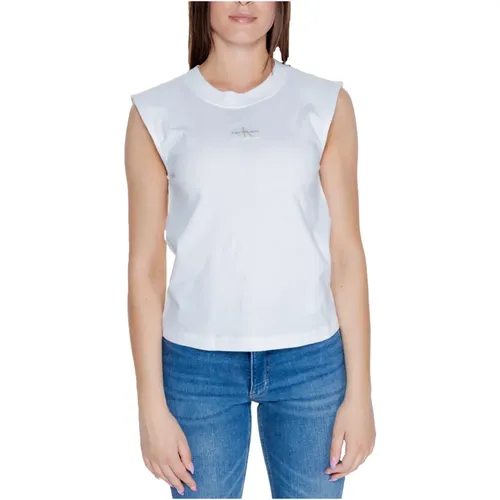 Gewebtes Label T-Shirt Herbst/Winter Kollektion , Damen, Größe: L - Calvin Klein Jeans - Modalova