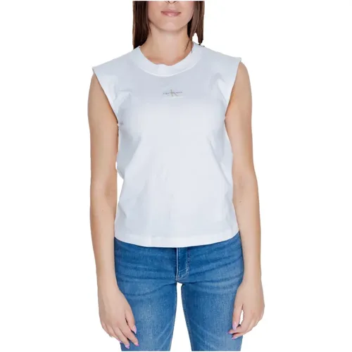 Gewebtes Label T-Shirt Herbst/Winter Kollektion , Damen, Größe: M - Calvin Klein Jeans - Modalova