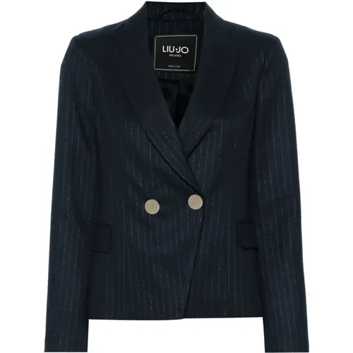 Blazers, female, , Size: S Metallic Pinstripe Jacket - Liu Jo - Modalova