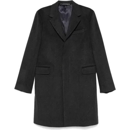 Single-Breasted Coats, male, , Size: XL Grey Wool Blend Embossed Coat - PS By Paul Smith - Modalova