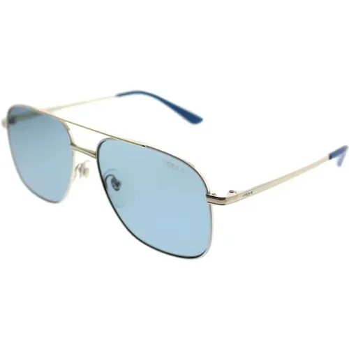 Herren Sonnenbrille mit Metallgestell in Blau-Silber , Herren, Größe: ONE Size - Vogue - Modalova