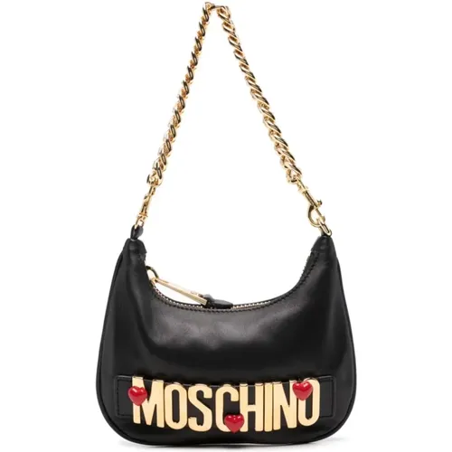 Shoulder Bags, female, , Size: ONE SIZE Heart Stud Crossbody Bag - Moschino - Modalova