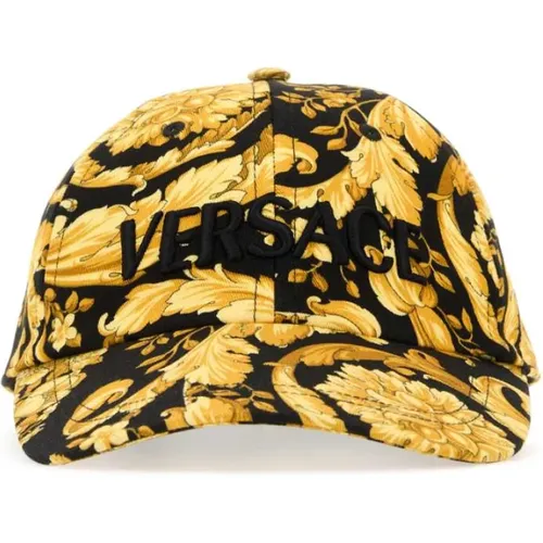 Caps, male, , Size: 58 CM Embroidered Cotton Baseball Cap - Versace - Modalova