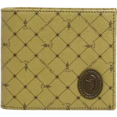 Wallets & Cardholders, male, , Size: ONE SIZE Leather Monogram Wallet - Trussardi - Modalova