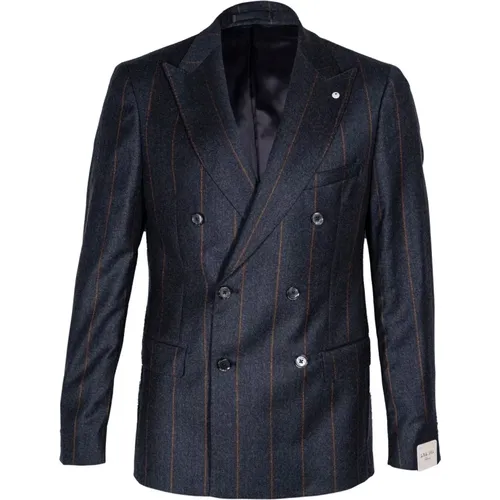 Double-breasted jacket with peak lapels , male, Sizes: 2XL, L, M - L.b.m. 1911 - Modalova