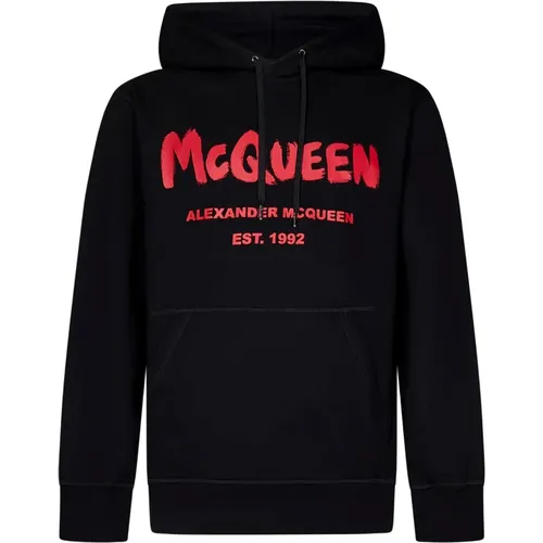 Hoodies, male, , Size: L Sweater with Red Graffiti Print - alexander mcqueen - Modalova