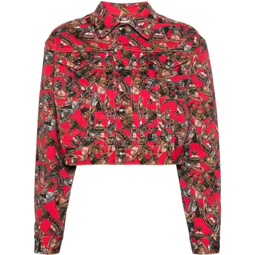 Denim Signature Orb Logo Print Jacket , female, Sizes: L, M - Vivienne Westwood - Modalova