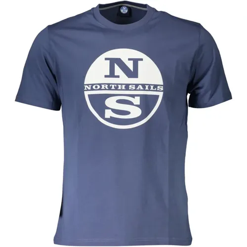 Blaues Baumwoll-T-Shirt mit Druck , Herren, Größe: L - North Sails - Modalova