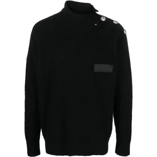 Cashmere turtleneck sweater , male, Sizes: M - Balmain - Modalova