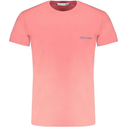 Rosa Baumwoll-T-Shirt mit Druck-Logo - Trussardi - Modalova