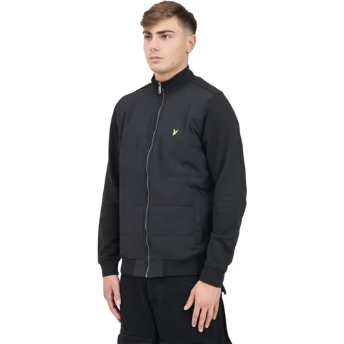 Schwarze Hybrid-Zip-Jacke , Herren, Größe: XL - Lyle & Scott - Modalova