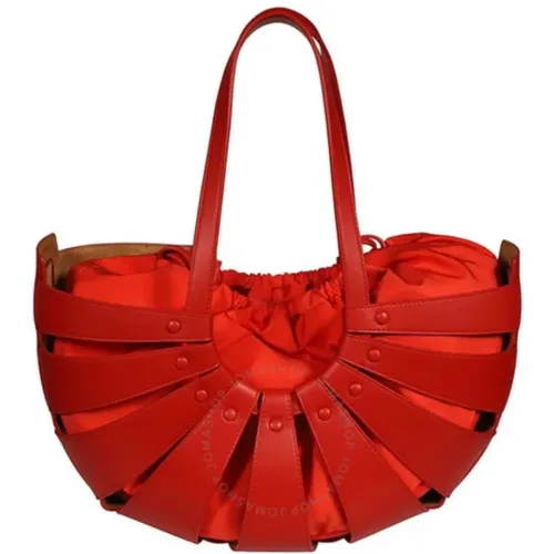 Rote Leder-Panel-Tasche mit Zugverschluss - Bottega Veneta - Modalova
