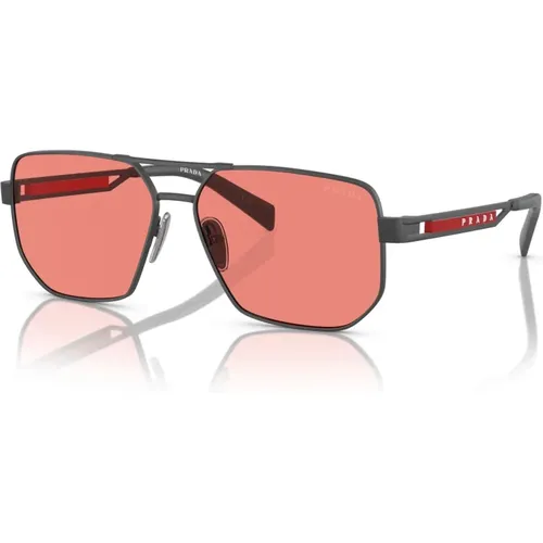 Sunglasses, male, , Size: 59 MM Matte Grey/Pink Sunglasses PS 51Zs - Prada - Modalova