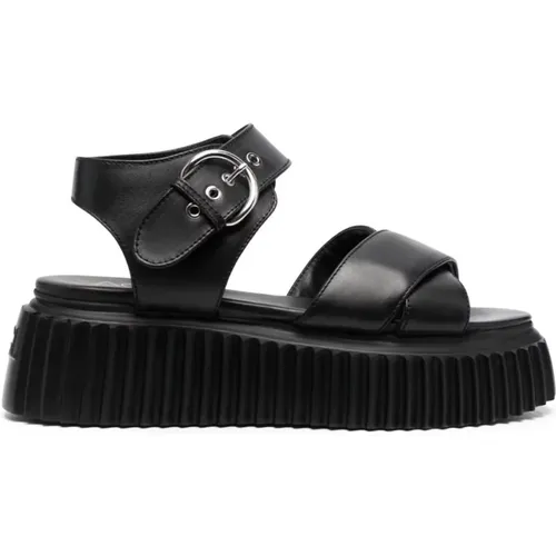 Schwarze Keilsandalen , Damen, Größe: 40 EU - AGL - Modalova