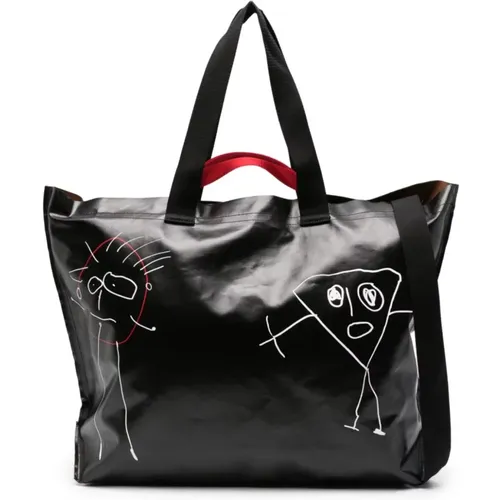 Large Printed Shopper Bag , female, Sizes: ONE SIZE - Plan C - Modalova