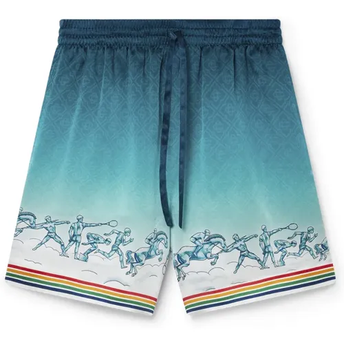 Gradient Silk Shorts with Olympic Artwork , male, Sizes: XL - Casablanca - Modalova