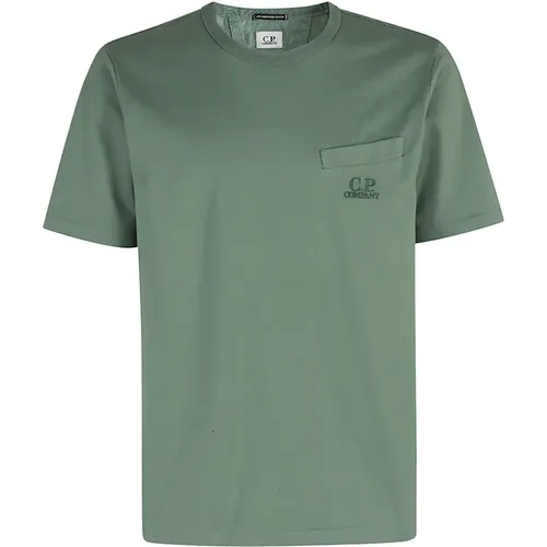 T-Shirt mit einer gedrehten Tasche , Herren, Größe: M - C.P. Company - Modalova