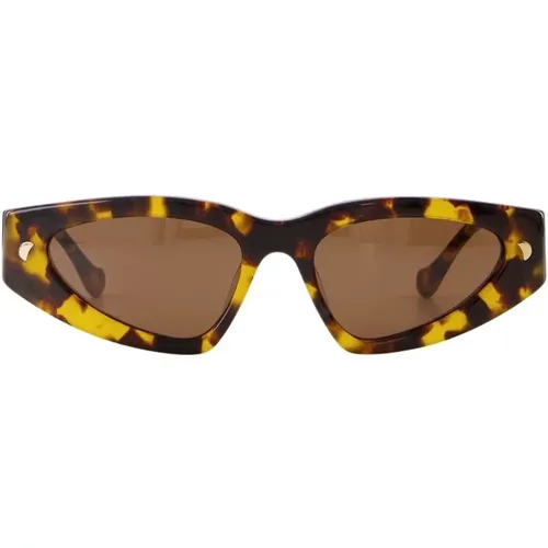 Sunglasses, female, , Size: ONE SIZE Crista Sunglasses - Acetate - Yellow - Nanushka - Modalova