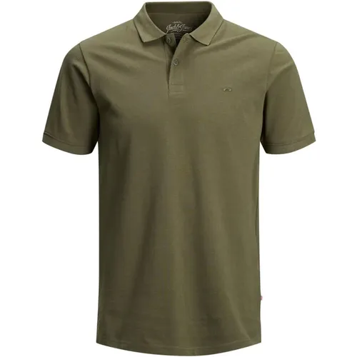 Grünes einfarbiges Polo für Männer , Herren, Größe: XS - jack & jones - Modalova