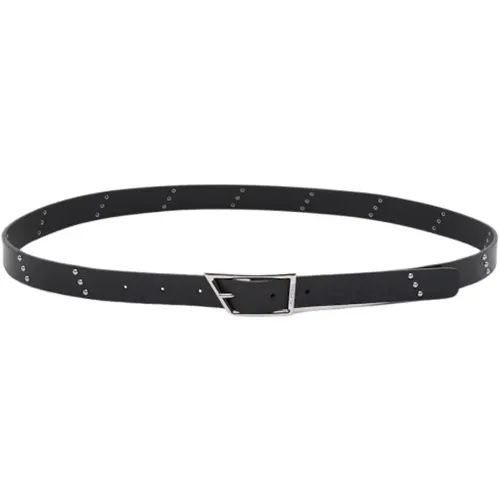 Belts, female, , Size: L Leather Belt with Studs - closed - Modalova