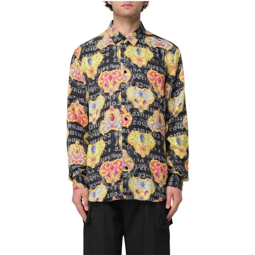 Casual Shirts, male, , Size: M Jewel Print Black Shirt - Versace Jeans Couture - Modalova