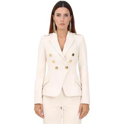 Elegant Double-Breasted Women's Butter Jacket , female, Sizes: L - Elisabetta Franchi - Modalova