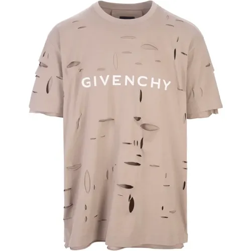 Taupe Cotton Crew Neck T-shirt , male, Sizes: S - Givenchy - Modalova