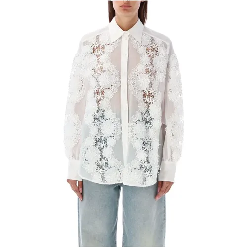 Ivory Lace Flower Shirt Aw24 , female, Sizes: XS - Zimmermann - Modalova