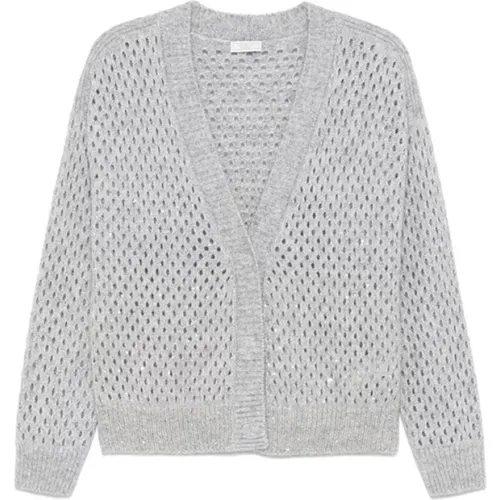 Pailletten-Applikation Cardigan , Damen, Größe: L - PESERICO - Modalova