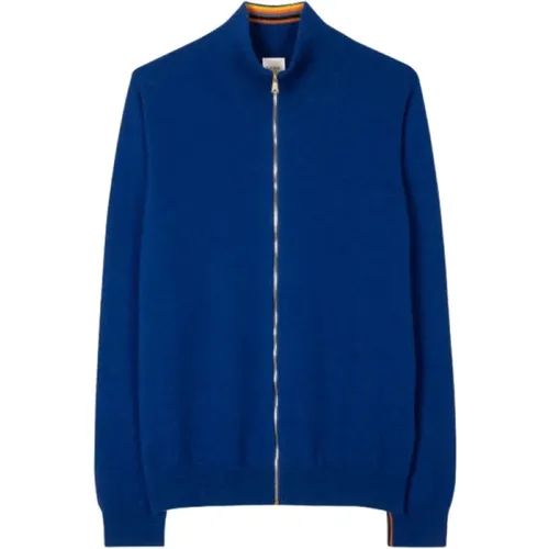 Zip-throughs, male, , Size: L Cobalt Cashmere Cardigan - Paul Smith - Modalova