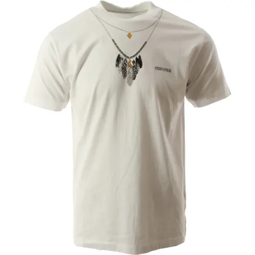 Weißes T-Shirt mit Federhalskette für Herren - Marcelo Burlon - Modalova