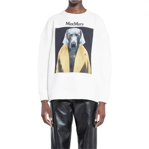 Dog Portrait Print Cotton Sweater , female, Sizes: L, S, M - Max Mara - Modalova