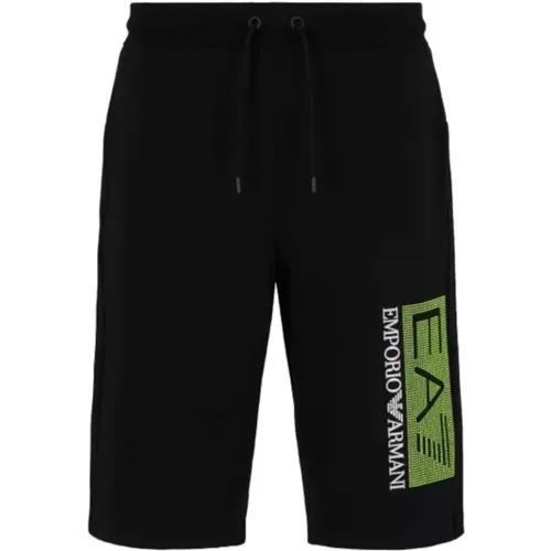 Schwarze Logo Bermuda Shorts Vorne - Emporio Armani EA7 - Modalova