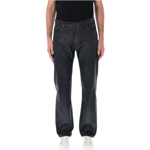 Levi's, Schwarze gewachste Straight Leg Jeans , Herren, Größe: W33 L32 - Levis - Modalova