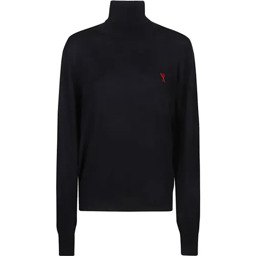 Dark Wool Turtleneck Sweater , male, Sizes: S, M, XL, L - Ami Paris - Modalova