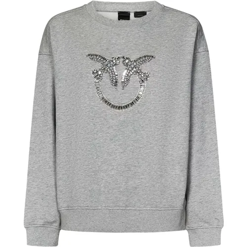 Sweatshirts, female, , Size: L Grey Love Birds Sweatshirt - pinko - Modalova