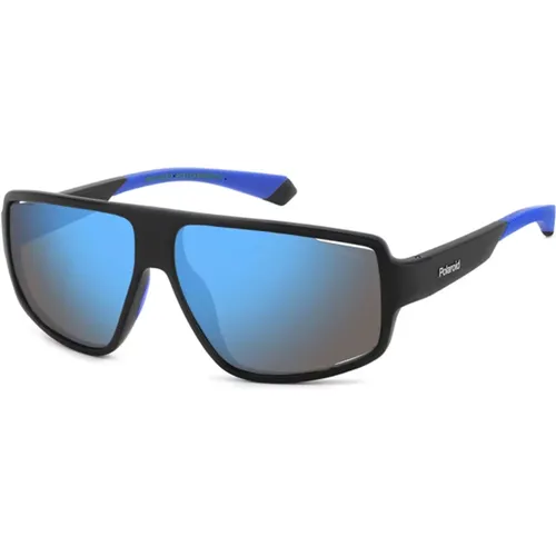 Sunglasses, male, , Size: 61 MM Matte /Blue Mirrored Sunglasses - Polaroid - Modalova