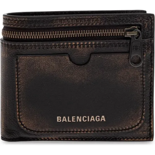 Wallets & Cardholders, male, , Size: ONE SIZE Leather wallet with logo - Balenciaga - Modalova