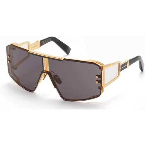 Gold Schwarz Masken Sonnenbrille Titan Rahmen - Balmain - Modalova