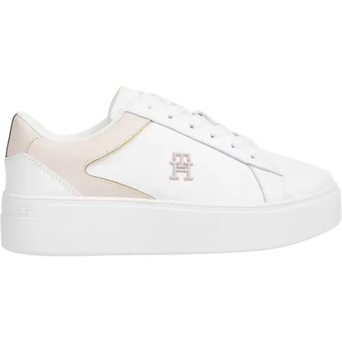 Weiße Whimsy Pink Court Sneakers , Damen, Größe: 39 EU - Tommy Hilfiger - Modalova