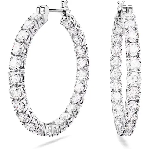 Matrix Hoop Earrings with Clear Stones , female, Sizes: ONE SIZE - Swarovski - Modalova