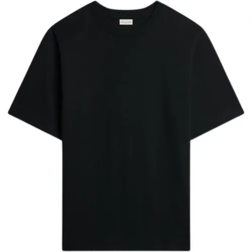 Schwarzes Baumwoll-T-Shirt mit Rundhalsausschnitt - Dries Van Noten - Modalova