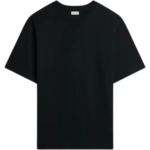 Schwarzes Baumwoll-T-Shirt mit Rundhalsausschnitt , Herren, Größe: M - Dries Van Noten - Modalova