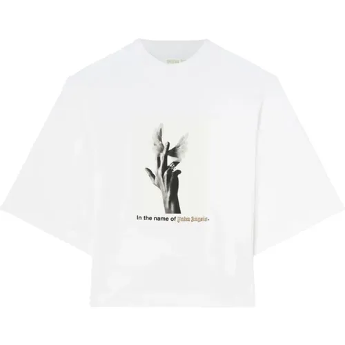 Weiße T-Shirt für Frauen - Stilvoll und bequem - Palm Angels - Modalova