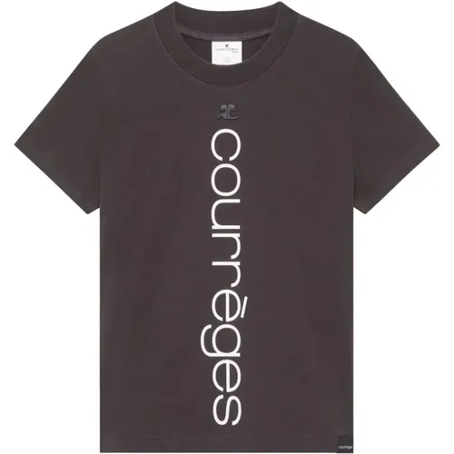 Dunkelgraues Stonewashed T-Shirt , Damen, Größe: S - Courrèges - Modalova